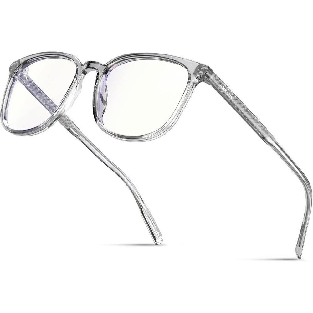 Unisex Grey Eyewear Look Clear Frame Blue Tinted Lens Anti Eyestrain Sunglasses